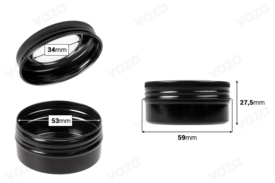 Vasetto in alluminio da 50 ml con finestra sul tappo - 12 pz-dimensioni_immagine