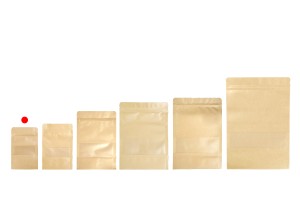 Standbodenbeutel aus Kraftpapier 90x30x140mm mit Sichtfenster und Druckverschluss, verschließbar  - 100 Stücke-εικόνα_σύνθεση