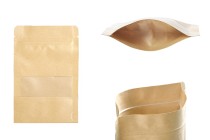 Doypack 100x30x150 m stand-up pouch kraft with a zipper, window, a transparent inside and outside layer, also heat sealablem - 100 pcs Doypack 100x30x150 m stand-up pouch kraft with a zipper, window, a transparent inside and outside layer, also heat sealablem - 100 pcs-image_product