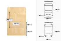 Doypack 100x30x150 m stand-up pouch kraft with a zipper, window, a transparent inside and outside layer, also heat sealablem - 100 pcs Doypack 100x30x150 m stand-up pouch kraft with a zipper, window, a transparent inside and outside layer, also heat sealablem - 100 pcs-image_dimensions