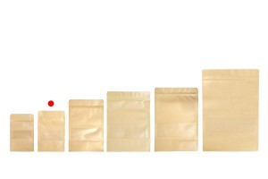 Sachets en papier kraft de type Doypack  100 x 30 x 150 mm, avec fermeture zip et fenêtre, revêtement intérieur et extérieur transparent et possibilité de fermeture par thermoscellage - 100 pcs-εικόνα_σύνθεση