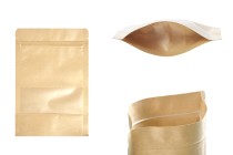 Σακουλάκια κραφτ τύπου Doy Pack 140x40x200 mm, με κλείσιμο "zip" και παράθυρο, εσωτερική και εξωτερική διάφανη επένδυση και δυνατότητα σφράγισης με θερμοκόλληση - 100 τμχ-εικόνα_προϊοντική