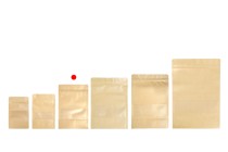 Σακουλάκια κραφτ τύπου Doy Pack 140x40x200 mm, με κλείσιμο "zip" και παράθυρο, εσωτερική και εξωτερική διάφανη επένδυση και δυνατότητα σφράγισης με θερμοκόλληση - 100 τμχ-εικόνα_σύνθεση
