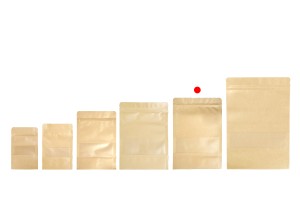 Sachets en papier kraft de type Doypack  170 x 40 x 240 mm, avec fermeture zip et fenêtre, revêtement intérieur et extérieur transparent et possibilité de fermeture par thermoscellage - 100 pcs-εικόνα_σύνθεση