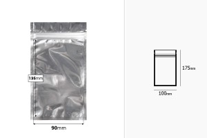 Heat sealable aluminum zip lock pouch with transparent front side in size 100x175  mm - 100 pcs-image_dimensions