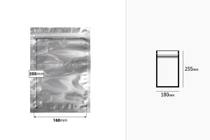 Heat sealable aluminum zip lock pouch with transparent front side in size 180x255 mm - 100 pcs-image_dimensions