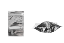 Doypack stand-up pouch with zipper, aluminum back side and transparent front side, heat sealable, 80x30x120 mm - 100 pcs Doypack stand-up pouch with zipper, aluminum back side and transparent front side, heat sealable, 80x30x120 mm - 100 pcs-image_product