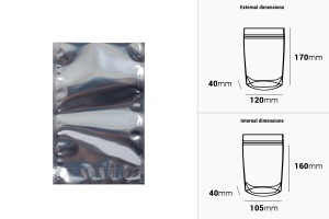 Sachets type Doy Pack 120 x 40 x 170 mm avec dos en aluminium, face transparente et fermeture par thermoscellage - 100 pcs-εικόνα_διαστάσεις
