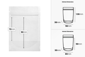 Sachets de type Doypack 90 x 30 x 130 mm transparents avec fermeture zip et possibilité de fermeture par thermoscellage - 100 pcs-photo_dimensions