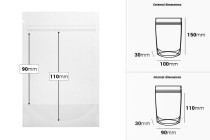 Sacchetti tipo Doy Pack 100x30x150 mm trasparenti con chiusura a zip e possibilità di sigillare con termosaldatura – 100 pz Sacchetti tipo Doy Pack 100x30x150 mm trasparenti con chiusura a zip e possibilità di sigillare con termosaldatura – 100 pz-dimensioni_immagine