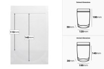 Transparent Doypack stand-up pouch with zipper, also heat-sealable in size 120x30x180 mm - 100 pcs. Transparent Doypack stand-up pouch with zipper, also heat-sealable in size 120x30x180 mm - 100 pcs.-image_dimensions