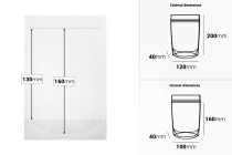 Transparent Doypack stand-up pouch with zipper, also heat-sealable in size 120x40x200 mm - 100 pcs.-image_dimensions