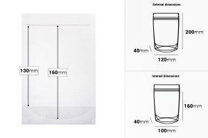 Standbodenbeutel 120x40x200mm transparent mit Druckverschluss -100 Stücke-bildabmessungen