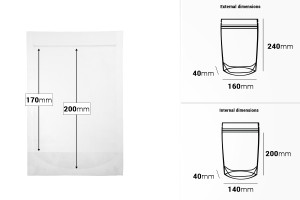 Standbodenbeutel 160x40x240mm transparent mit Druckverschluss -100 Stücke-bildabmessungen