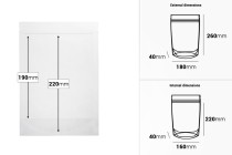 Transparent Doypack stand-up pouch with zipper, also heat-sealable in size 180x40x260 mm - 100 pcs. Transparent Doypack stand-up pouch with zipper, also heat-sealable in size 180x40x260 mm - 100 pcs.-image_dimensions