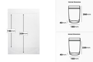 Standbodenbeutel 180x40x260mm transparent mit Druckverschluss -100 Stücke-bildabmessungen