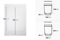Sachets de type Doypack 200 x 50 x 295 mm transparents avec fermeture zip et possibilité de fermeture par thermoscellage - 100 pcs Sachets de type Doypack 200 x 50 x 295 mm transparents avec fermeture zip et possibilité de fermeture par thermoscellage - 100 pcs-photo_dimensions