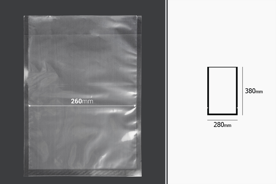 Sacs sous vide (sachets sous vide) pour la conservation - l'emballage des aliments et autres produits 280 x 380 mm - 100 pcs-photo_dimensions