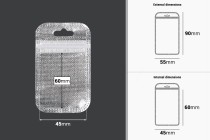 Non-woven zip lock bags with Eurohole, silver back side and transparent front side in size 55x90 mm - 100 pcs-image_dimensions