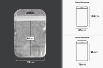 Non-woven zip lock bags with Eurohole, silver back side and transparent front side in size 85x130 mm - 100 pcs-image_dimensions