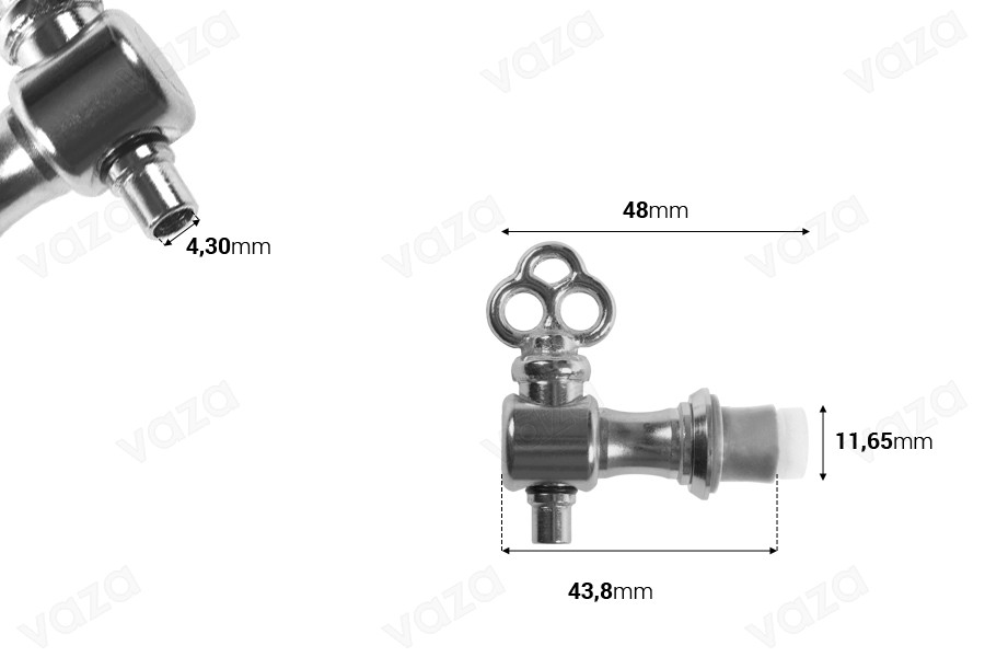 Silver half-turn metal dispenser tap-image_dimensions