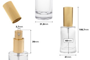 Flacon ovale en verre 30 ml (18/415) avec spray doré brillant pour parfums - (commande minimum : 1 carton)-εικόνα_διαστάσεις
