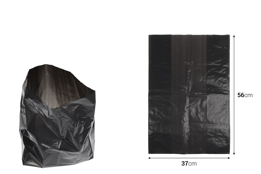 Σακούλες απορριμμάτων πλαστικές 37x56 cm υψηλής αντοχής σε μαύρο χρώμα - 10 τμχ-εικόνα_διαστάσεις