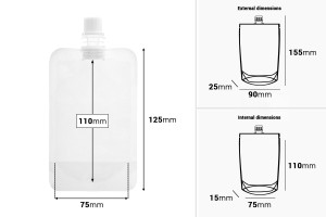 Doy Pack Transparent 100ml transparenter Beutel mit weißem Deckel - 50 Stck-bildabmessungen