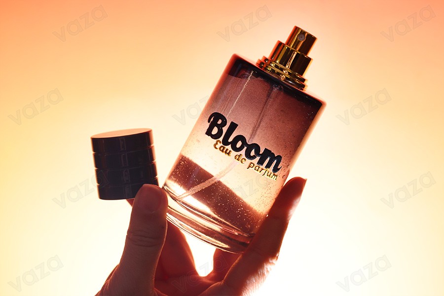 Gold or silver spray pump with PP15 finish with black plastic cap for 50ml perfume bottles Gold or silver spray pump with PP15 finish with black plastic cap for 50ml perfume bottles-image_dimensions