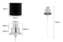 Set - Sprej PP15 në ngjyrë ari ose argjendi me kapak plastik të zi (për 100 ml) Set - Sprej PP15 në ngjyrë ari ose argjendi me kapak plastik të zi (për 100 ml)-imazh_dimensione