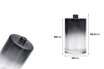 Bottiglia per profumi da 100 ml in vetro di forma cilindrica PP15. Bottiglia per profumi da 100 ml in vetro di forma cilindrica PP15.-dimensioni_immagine
