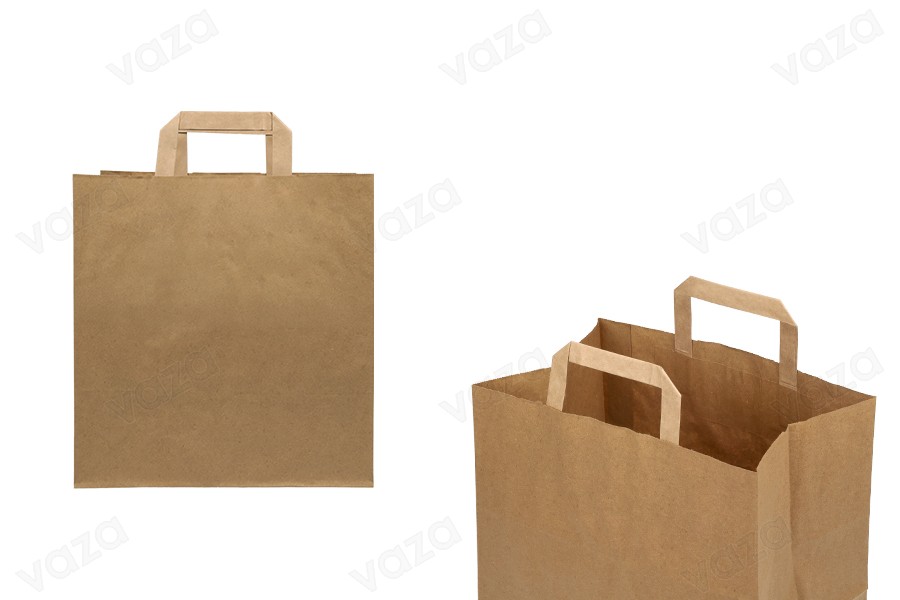 Paper bag with flat handle in earthy color and dimensions 280x170x290 mm Paper bag with flat handle in earthy color and dimensions 280x170x290 mm-image_product