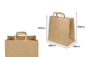 Paper bag with flat handle in earthy color and dimensions 320x170x310 mm-photo_dimensions