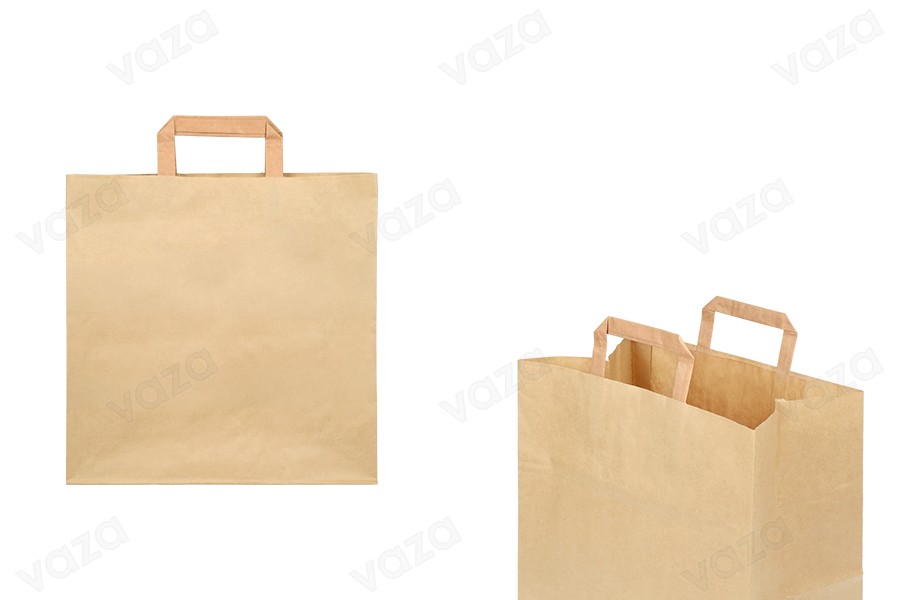 Paper bag with flat handle in earthy color and dimensions 330x200x330 mm Paper bag with flat handle in earthy color and dimensions 330x200x330 mm-εικόνα_προϊοντική