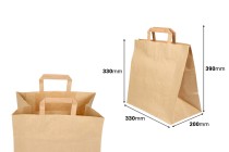 Paper bag with flat handle in earthy color and dimensions 330x200x330 mm Paper bag with flat handle in earthy color and dimensions 330x200x330 mm-εικόνα_διαστάσεις