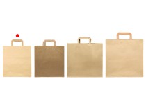Sac de transport en papier avec poignée plate de couleur terre et dimensions 260x180x260 mm - 25 pcs Sac de transport en papier avec poignée plate de couleur terre et dimensions 260x180x260 mm - 25 pcs-photo_groupe