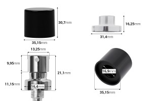 Vaporisateur en aluminium « Crimp » de 15 mm en deux couleurs et bouchon avec fermeture magnétique-εικόνα_διαστάσεις