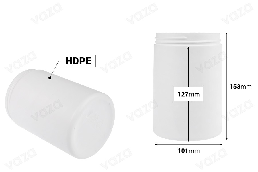 Barattolo di plastica bianca da 1000 ml. Barattolo di plastica bianca da 1000 ml.-dimensioni_immagine