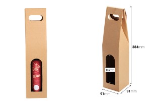 Paketim letre-qese kraft për shishe vere - 10 copë             -εικόνα_διαστάσεις