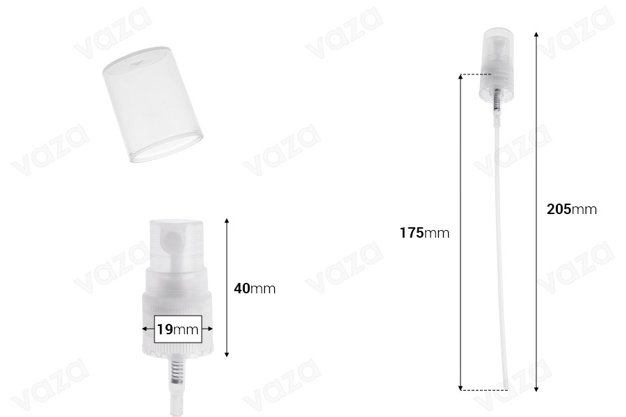 Spruzzatore in plastica trasparente 18/410. Spruzzatore in plastica trasparente 18/410.-dimensioni_immagine