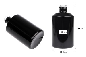 Zylindrische Glasflasche 500ml in weißer oder schwarzer Farbe-εικόνα_διαστάσεις