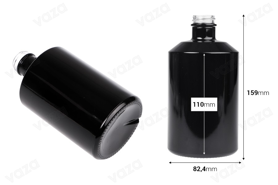 Γυάλινο κυλινδρικό μπουκάλι 500 ml σε λευκό ή μαύρο χρώμα Γυάλινο κυλινδρικό μπουκάλι 500 ml σε λευκό ή μαύρο χρώμα-εικόνα_διαστάσεις