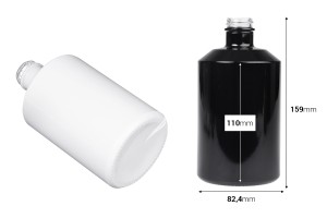 Zylindrische Glasflasche 500ml in weißer oder schwarzer Farbe-εικόνα_διαστάσεις