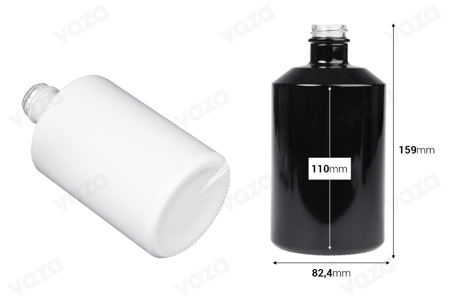 Zylindrische Glasflasche 500ml in weißer oder schwarzer Farbe Zylindrische Glasflasche 500ml in weißer oder schwarzer Farbe-bildabmessungen