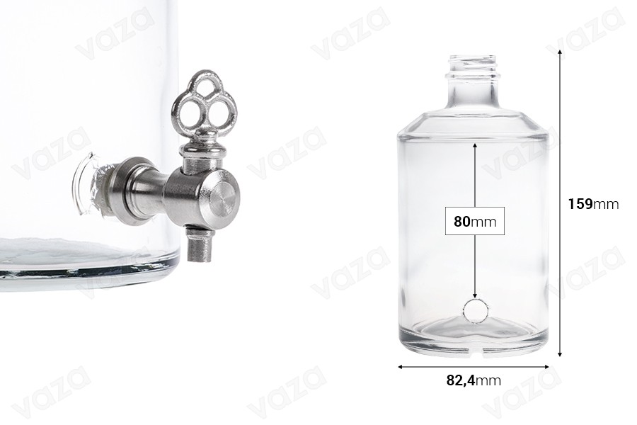 Glass bottle for perfumes 500 ml cylindrical, with a socket for a tap (choose the tap from the accessories)*-image_dimensions