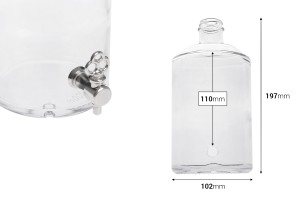 Glasflasche 1000 ml für Parfums mit Halterung für einen Flaschenhahn (wählen Sie den Wasserhahn aus dem Zubehör)*-εικόνα_διαστάσεις