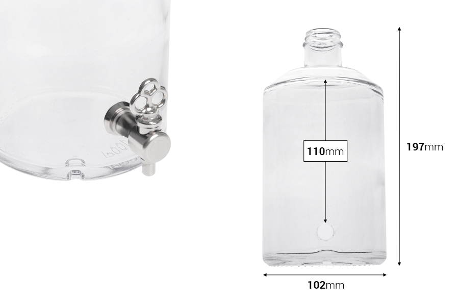 Μπουκάλι γυάλινο 1000 ml διάφανο για αρώματα με υποδοχή για βρυσάκι *(επιλέξτε το βρυσάκι από τα συνοδευτικά)