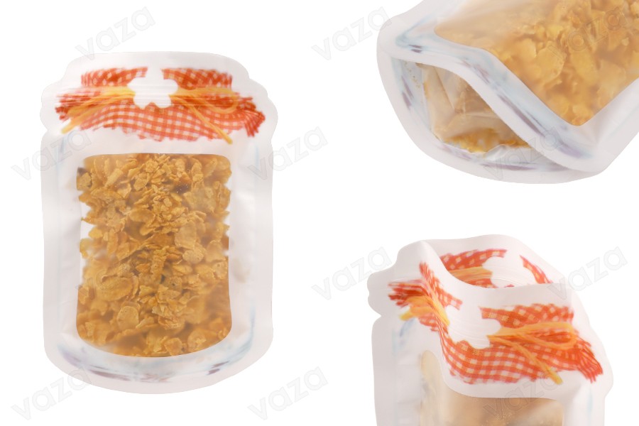 Beutel vom Typ Doy Pack in Form eines Glases 135x35x195mm mit "Reißverschluss" - 50 Stück Beutel vom Typ Doy Pack in Form eines Glases 135x35x195mm mit "Reißverschluss" - 50 Stück-produktbild