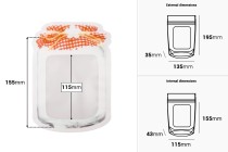 Beutel vom Typ Doy Pack in Form eines Glases 135x35x195mm mit "Reißverschluss" - 50 Stück Beutel vom Typ Doy Pack in Form eines Glases 135x35x195mm mit "Reißverschluss" - 50 Stück-bildabmessungen