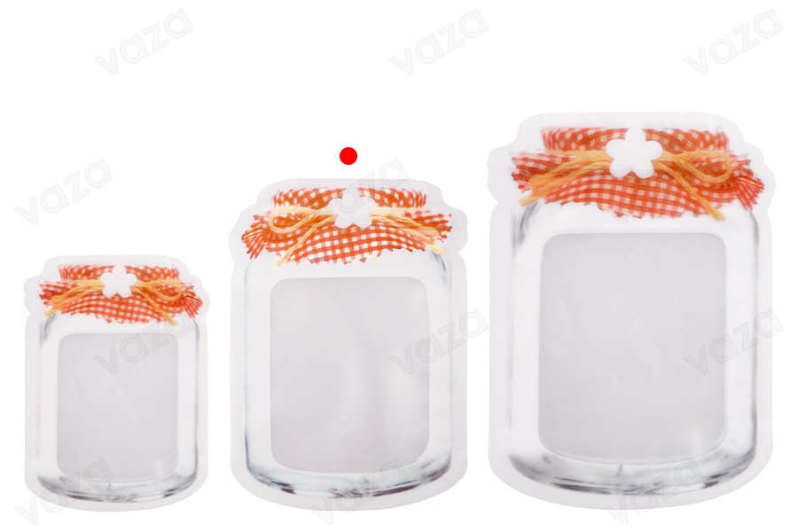 Beutel vom Typ Doy Pack in Form eines Glases 135x35x195mm mit "Reißverschluss" - 50 Stück Beutel vom Typ Doy Pack in Form eines Glases 135x35x195mm mit "Reißverschluss" - 50 Stück-bildgruppe
